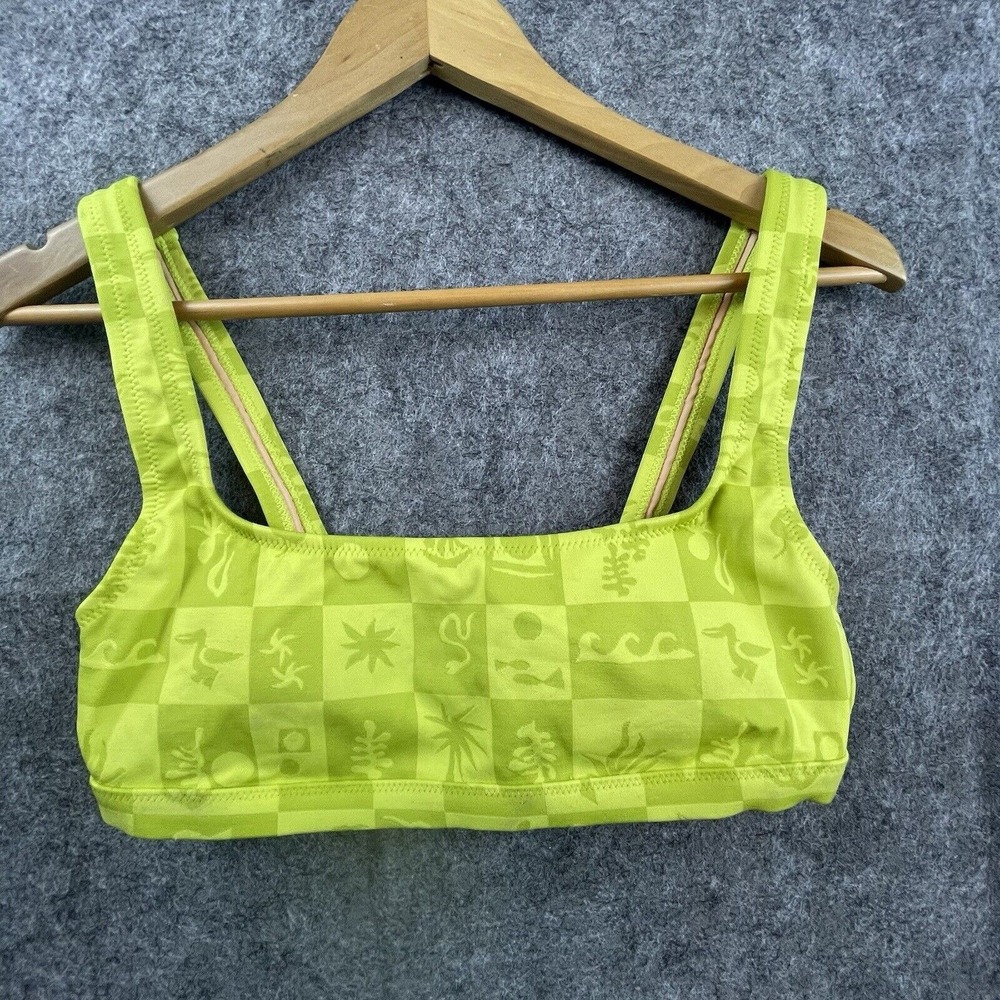 Madewell‎ Swimsuit Top Womens Small Leah Square Neck Neon Yellow